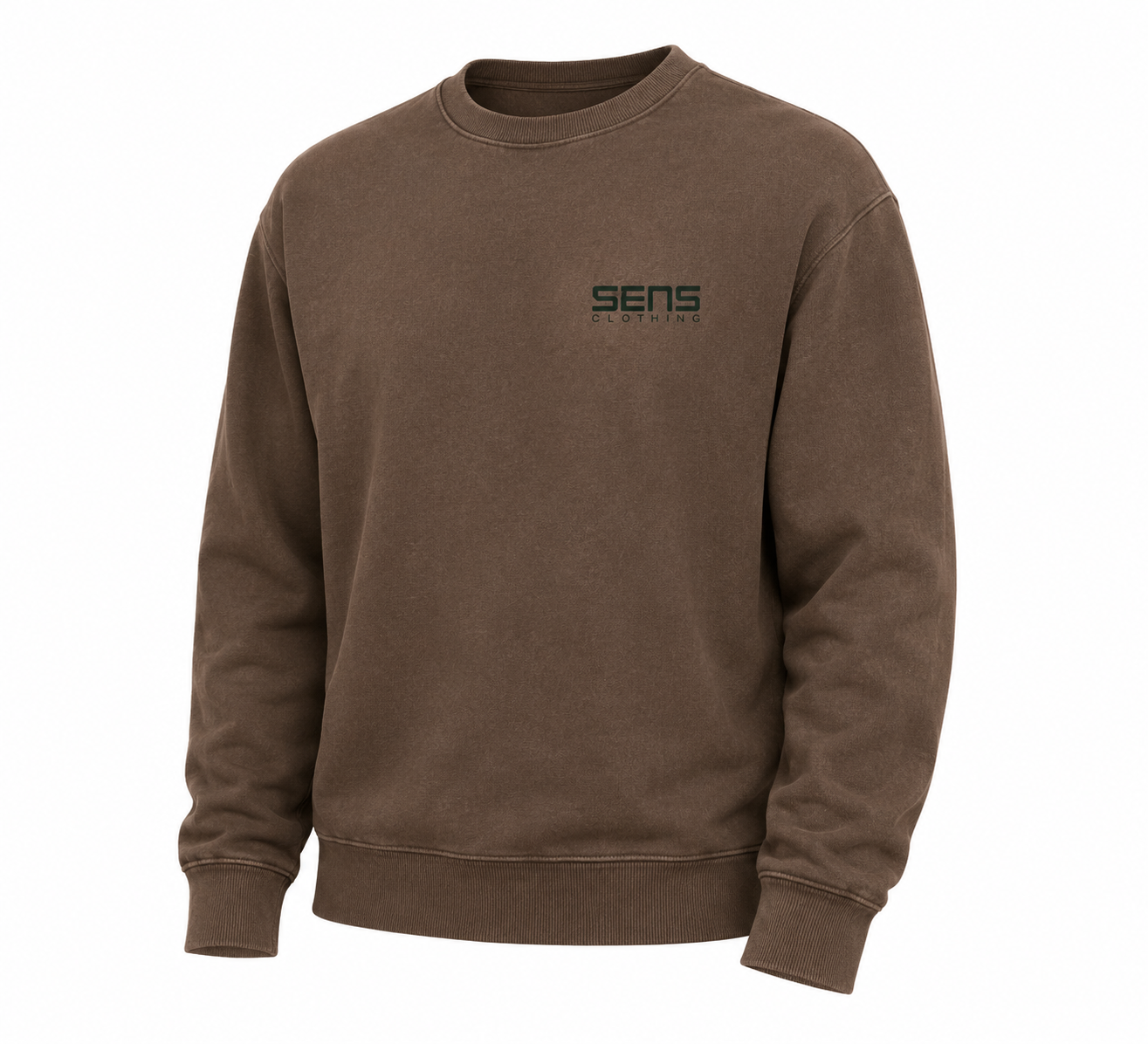 Crewneck Camp de Base délavé Brun délavé – coton biologique GOTS®, 5ens clothing