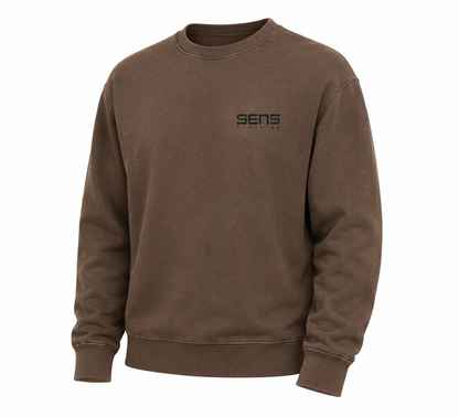 Crewneck Camp de Base délavé Brun délavé – coton biologique GOTS®, 5ens clothing