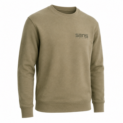 Crewneck Camp de Base délavé Kaki délavé – coton biologique GOTS®, 5ens clothing