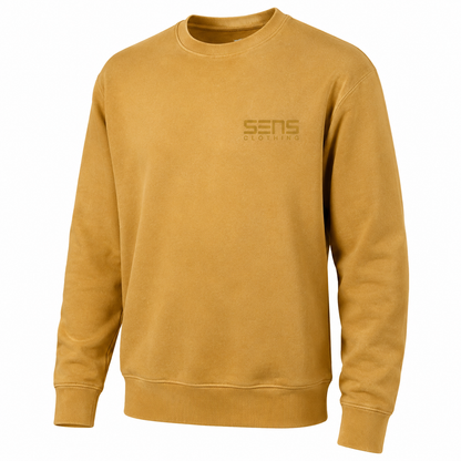 Crewneck Camp de Base délavé Moutarde délavée – coton biologique GOTS®, 5ens clothing