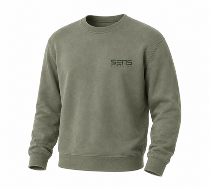 Crewneck Camp de Base délavé Vert sauge délavé – coton biologique GOTS®, 5ens clothing
